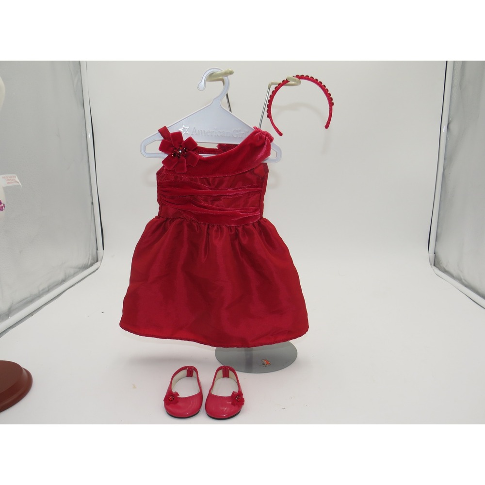 American Girl Doll 18" Rosy Red Dress Shoes Headband Hanger 2012 Retired